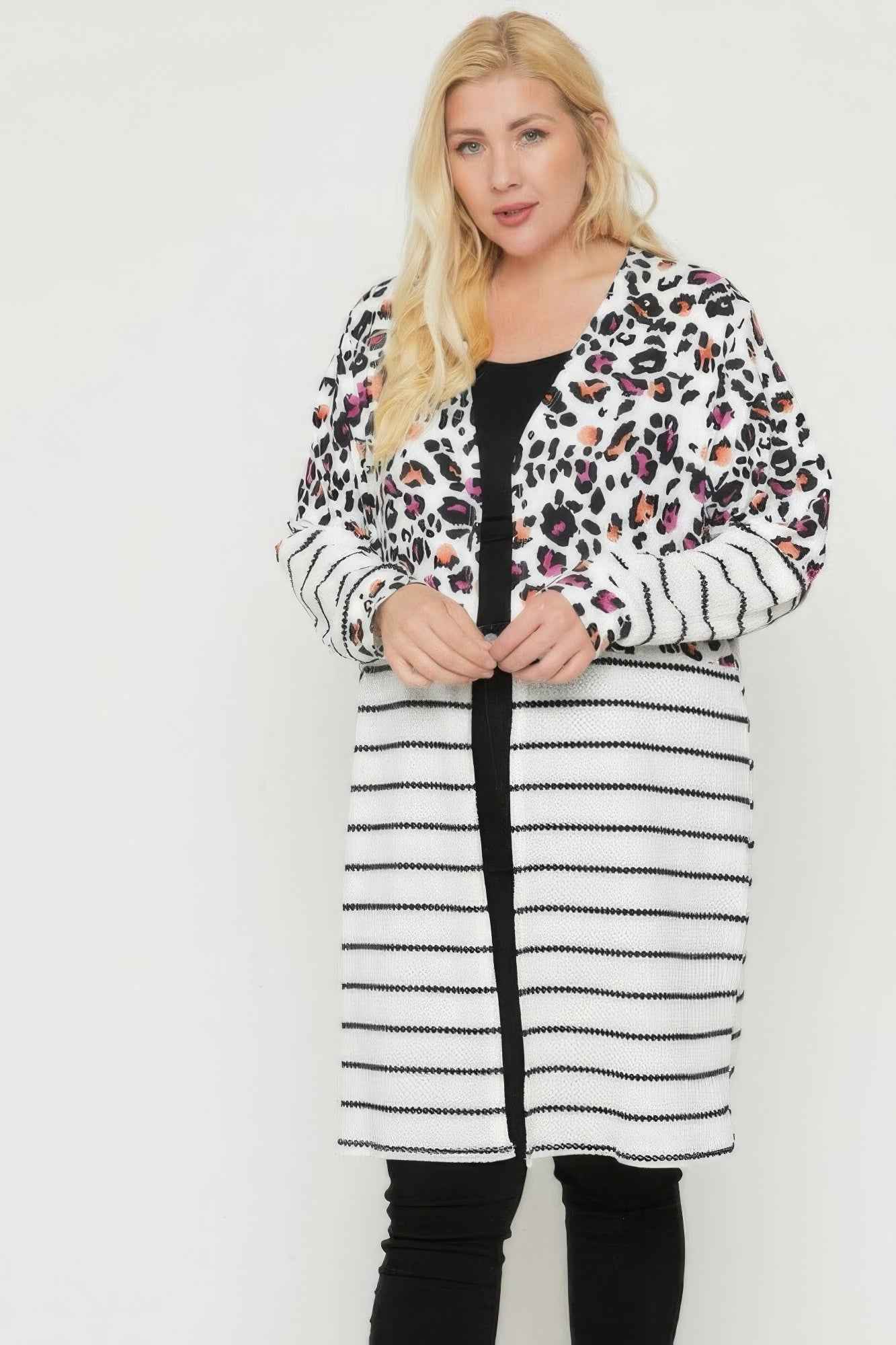 Plus Size Long sleeves print-striped cardigan – Stylish & Comfortable – men’s fashion, stylish and versatile