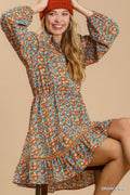 Collared neckline button down floral print dress with crochet trimmed details-Product Type | Naughty Smile Fashion