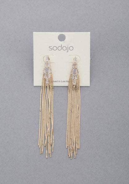 Sodajo Crystal Metal Chain Dangle Earring