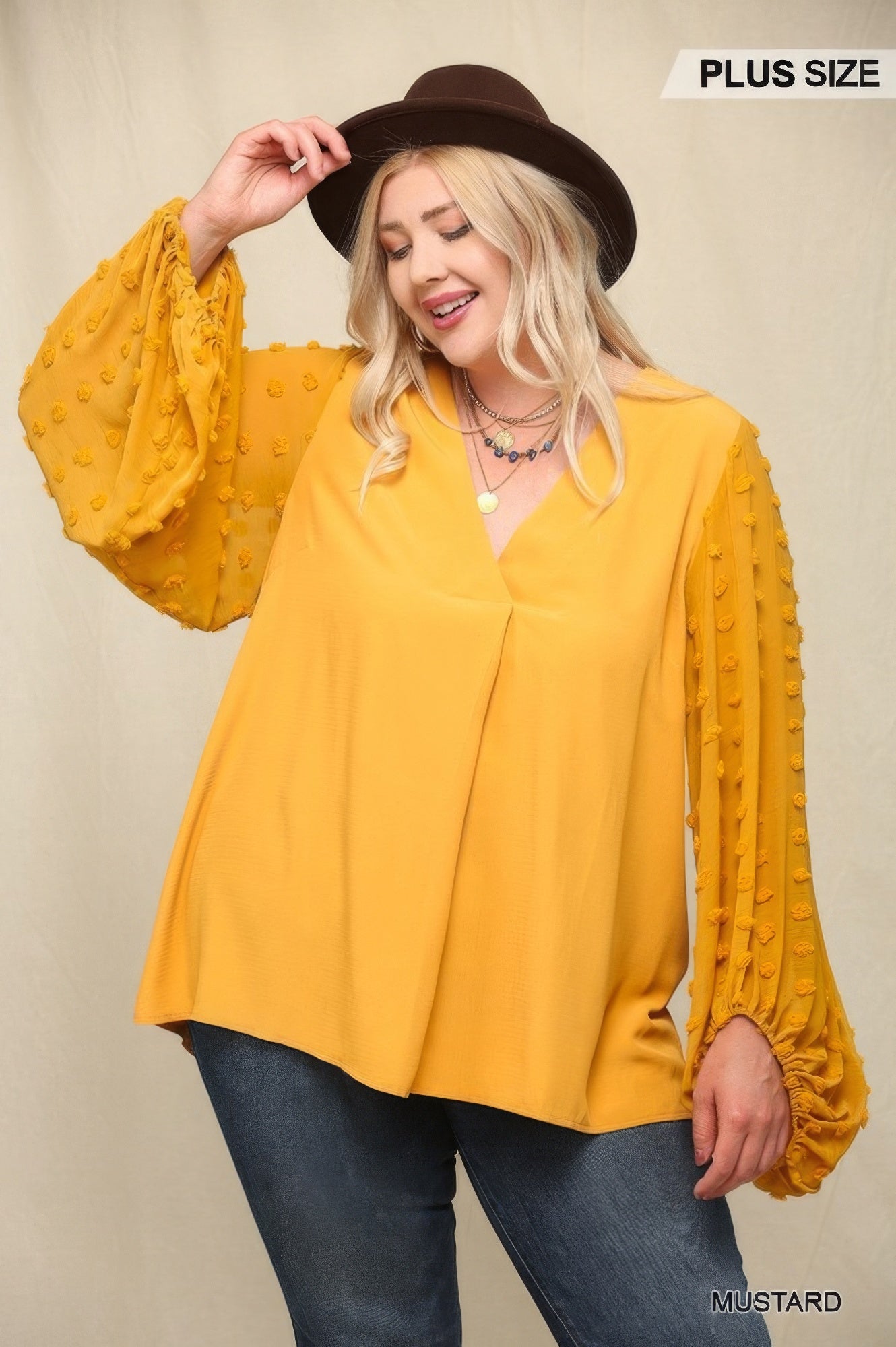 Plus Size Woven And Textured Chiffon Top With Voluminous Sheer Sleeves – Stylish & Comfortable – men’s fashion, stylish and versatile