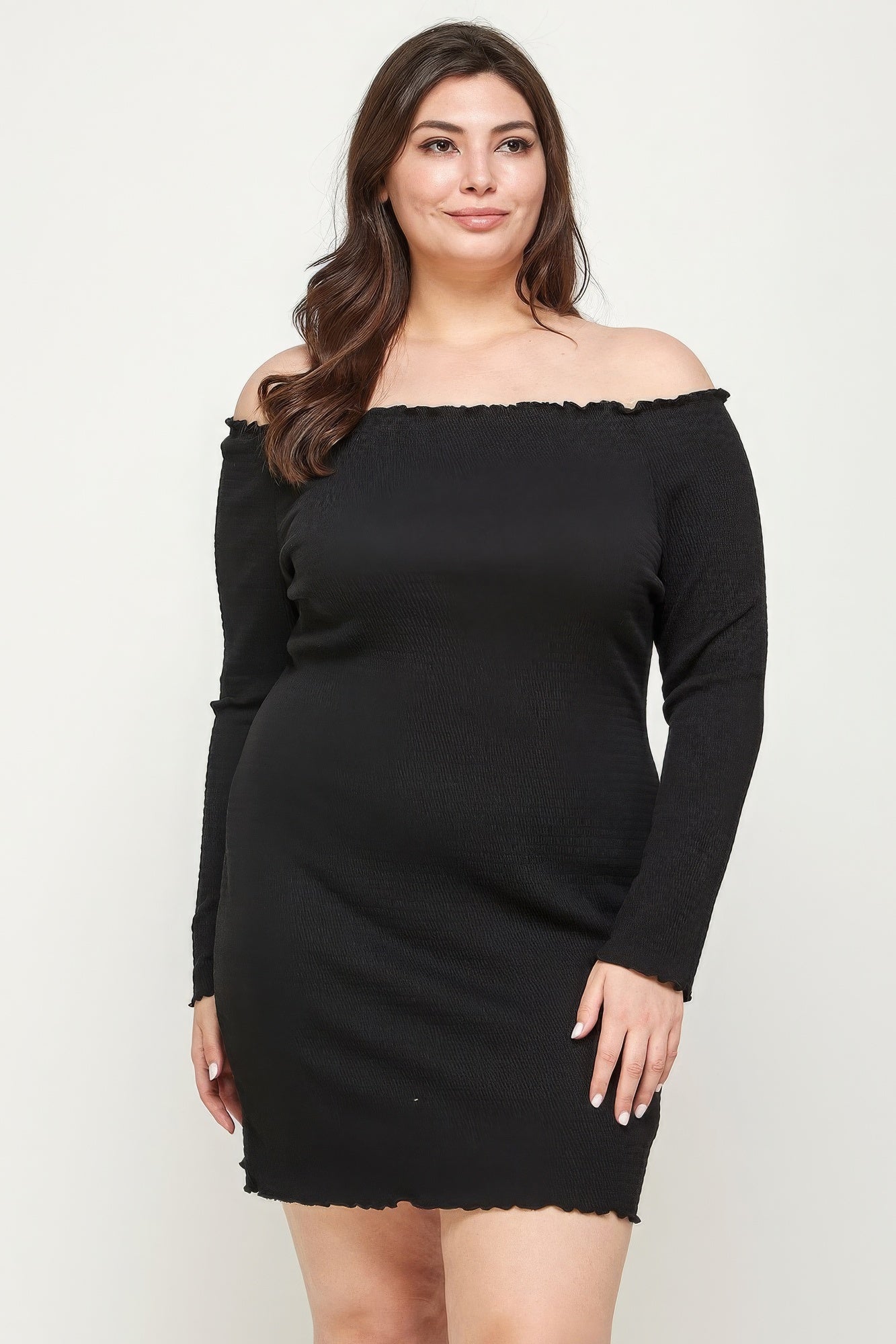 Plus Size, Solid Smocked Off Shoulder Dress – Stylish & Comfortable – men’s fashion, stylish and versatile