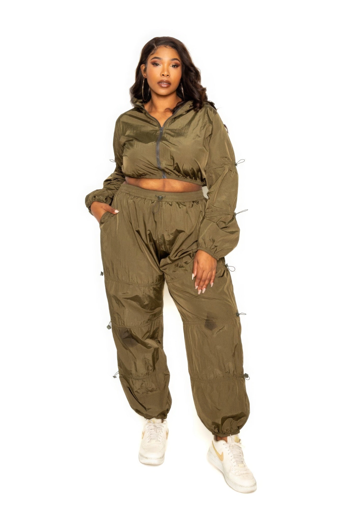 Plus Size Active Zip Up Set With Cord Lock Detail – Stylish & Comfortable – men’s fashion, stylish and versatile