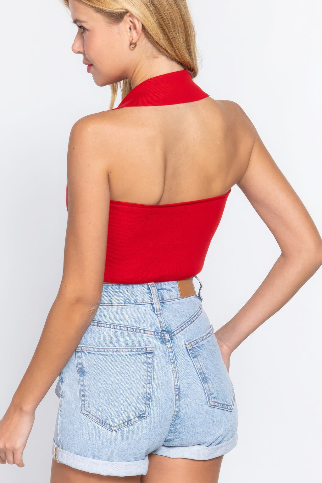 Halter Ruched Crop Sweater Knit Top-Product Type | Naughty Smile Fashion
