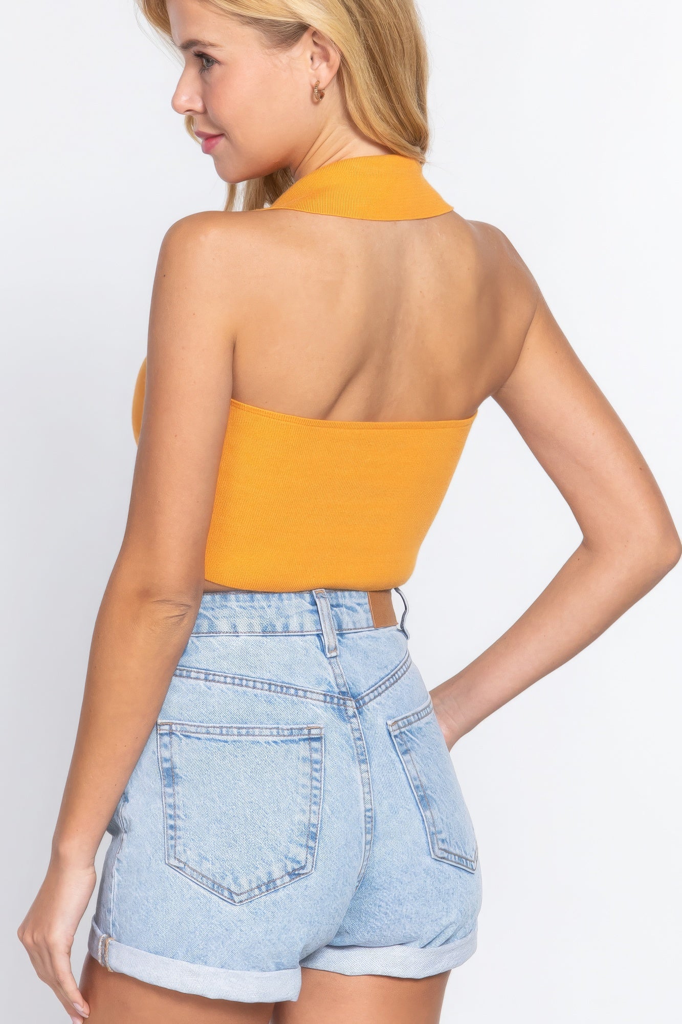 Halter Ruched Crop Sweater Knit Top-Product Type | Naughty Smile Fashion