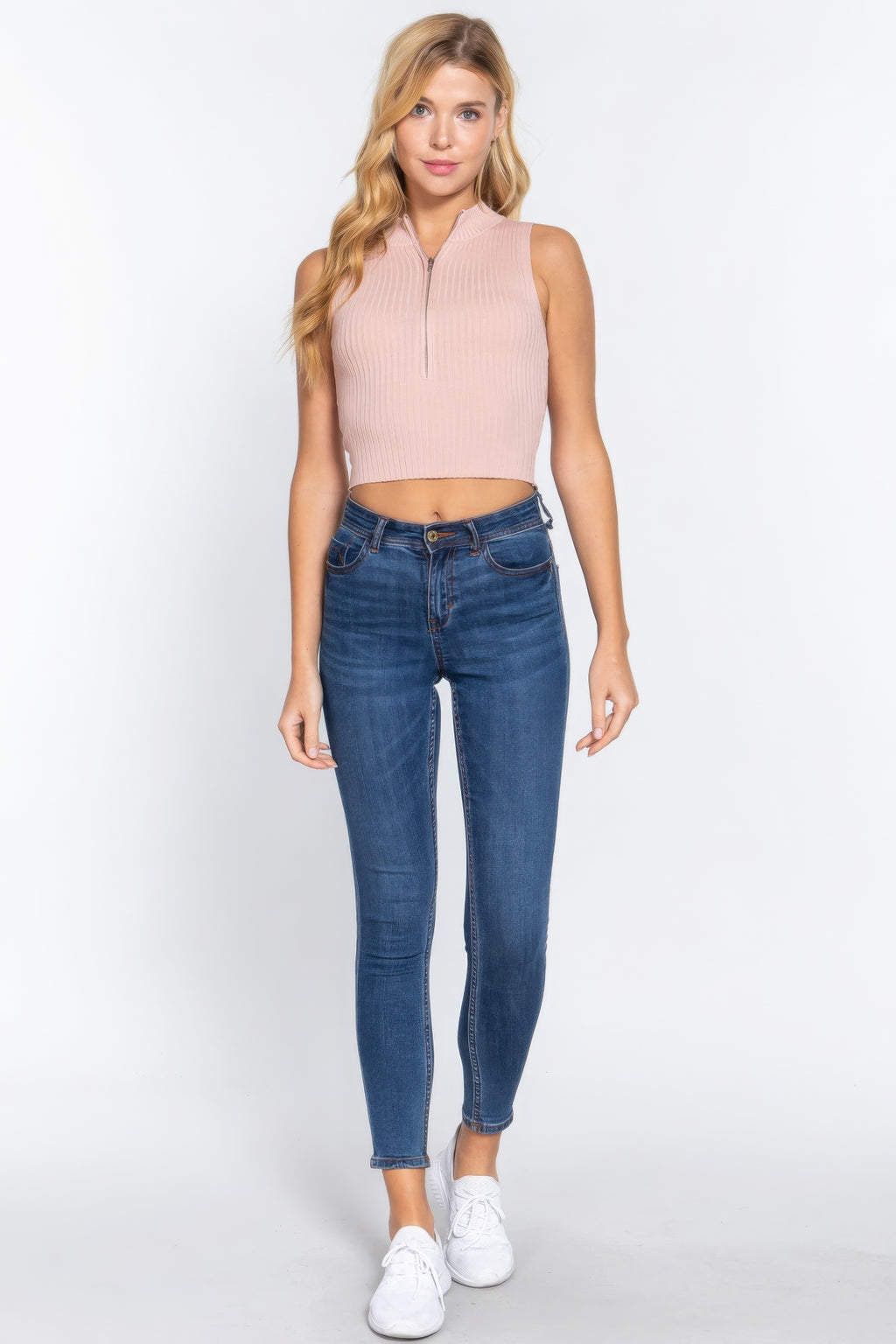 Sleeveless Rib Sweater Top W/zipper-Product Type | Naughty Smile Fashion