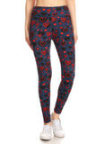 Yoga Style Banded Lined Heart Print, Full Length Leggings In A Slim Fitting