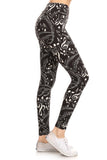 Yoga Style Banded Lined Music Note Print, Full Length Leggings In A Slim Fitting