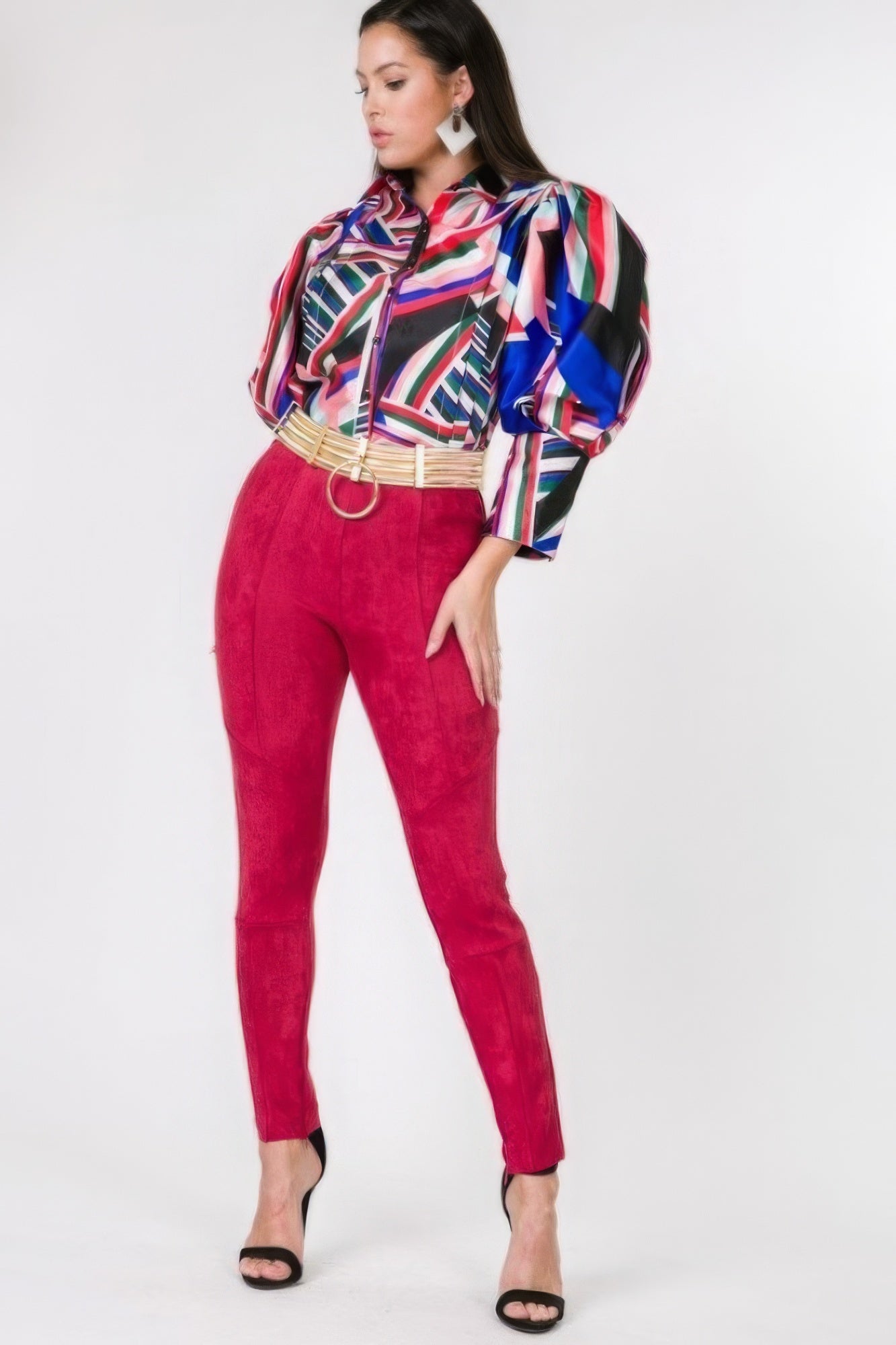 Faux Suede Skinny Pants – red, fashion, women style
