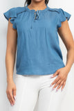 Blusa de lyocell con mangas con volantes