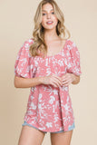 Top babydoll con escote en V y estampado floral