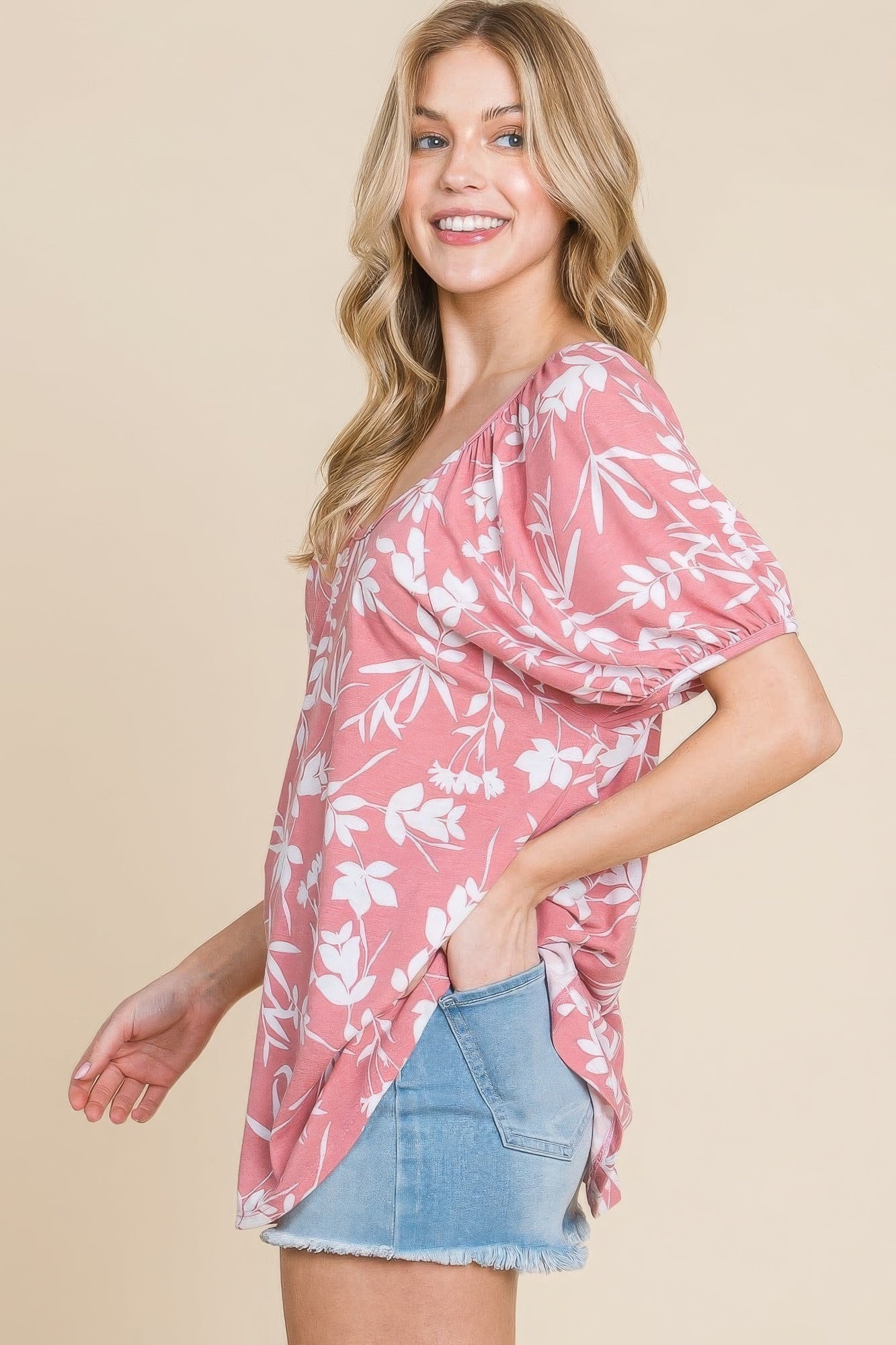 Floral T/r Span Babydoll Top-Product Type | Naughty Smile Fashion