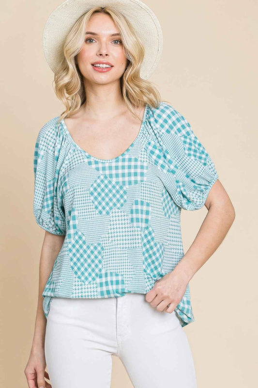 Sale - Hounds Tooth And Check Plaid Top – On Sale Now