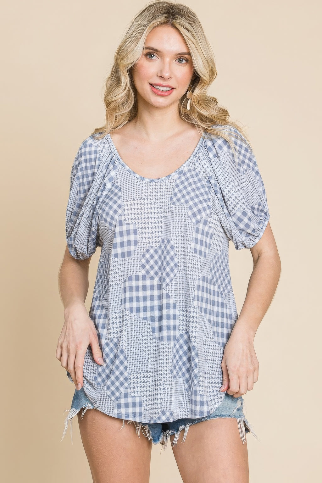 Hounds Tooth And Check Plaid Top-Product Type | Naughty Smile Fashion