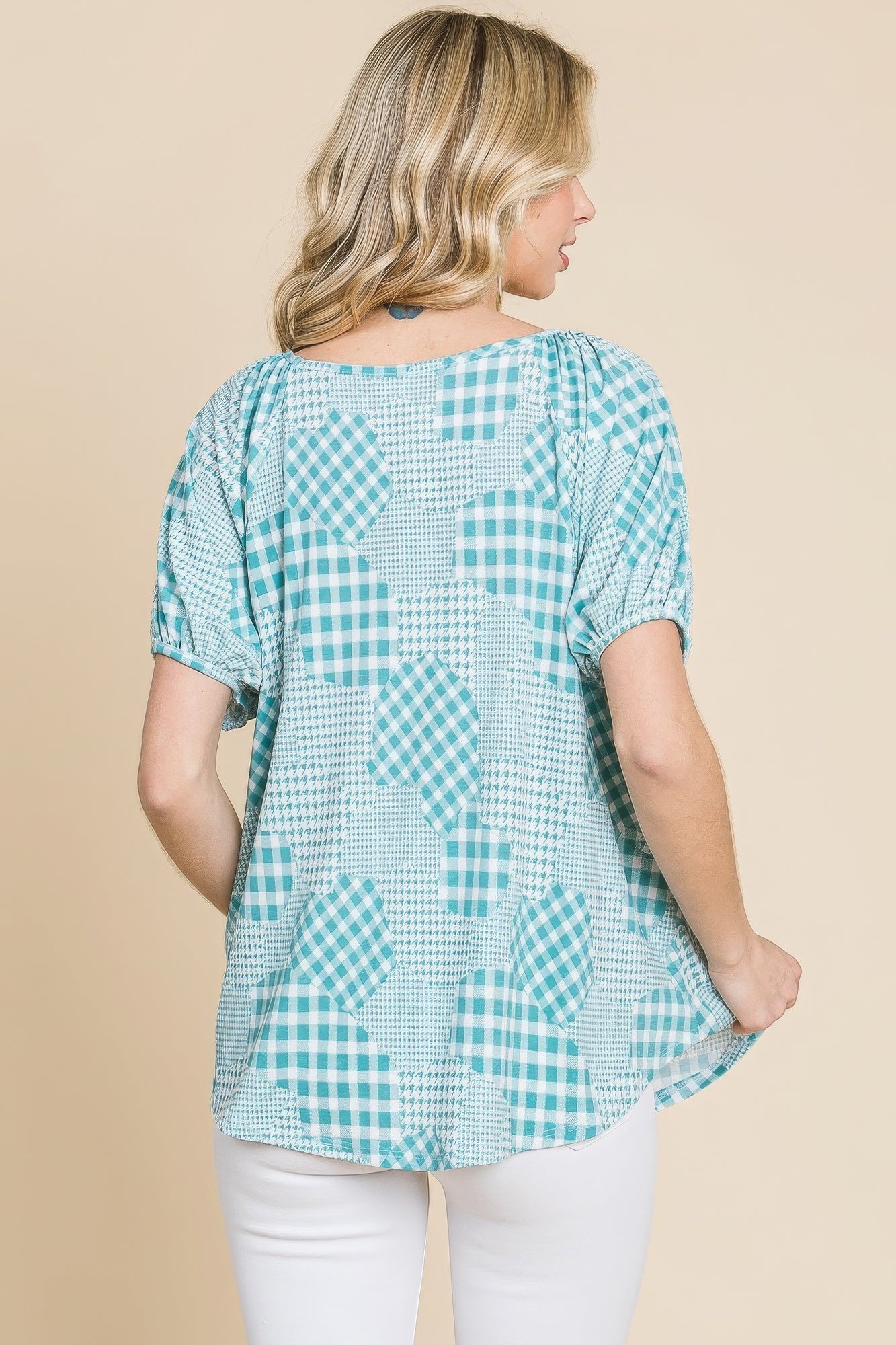 Hounds Tooth And Check Plaid Top-Product Type | Naughty Smile Fashion