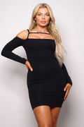 Long Sleeve Cuff Front Strap Mini Dress-Product Type | Naughty Smile Fashion