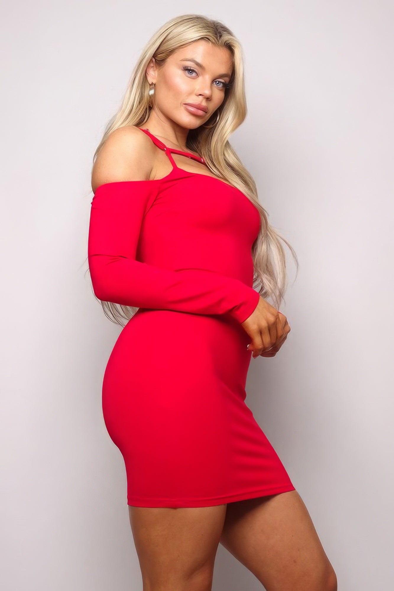 Long Sleeve Cuff Front Strap Mini Dress-Product Type | Naughty Smile Fashion