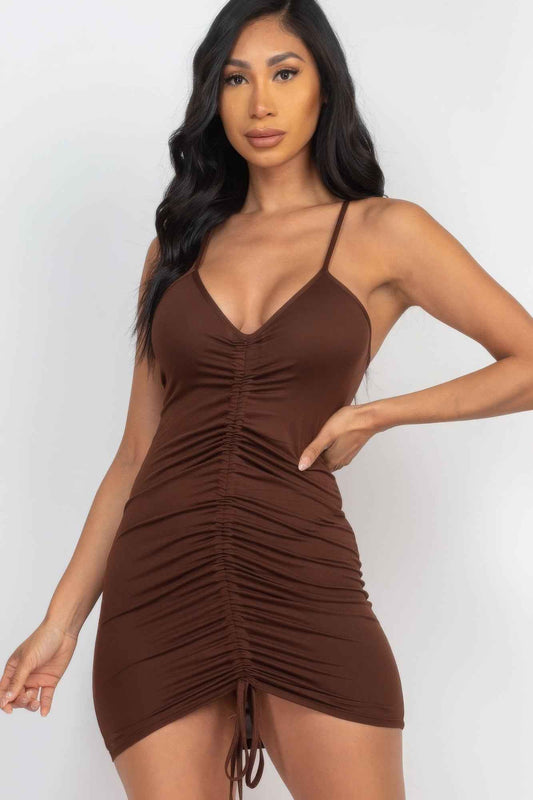 Sale - Adjustable Ruched Front Detail Mini Dress – On Sale Now