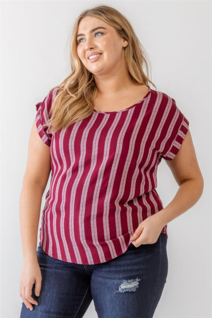 Plus Size Plus Striped Short Sleeve Relax Top – Stylish & Comfortable – men’s fashion, stylish and versatile