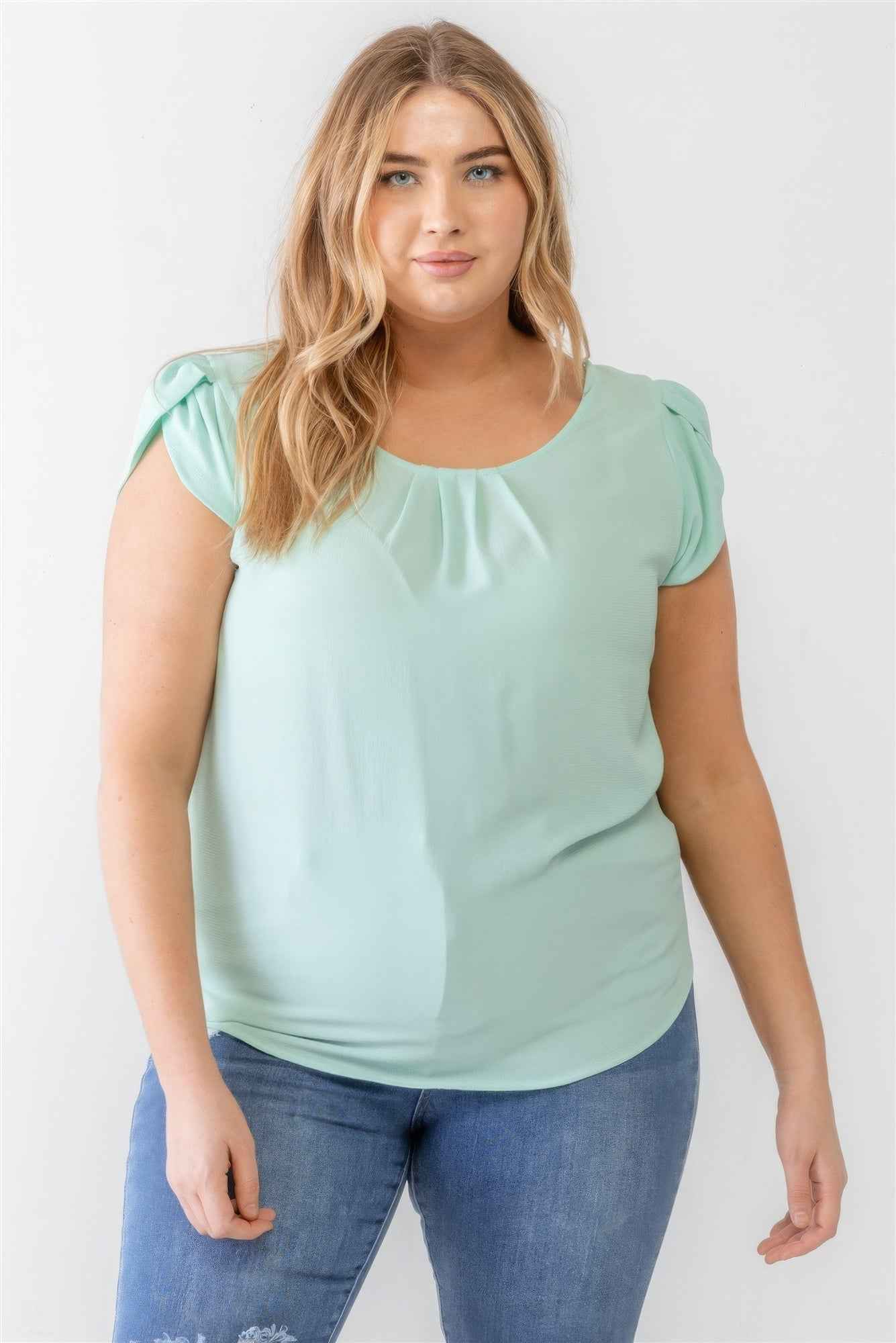 Plus Size Plus Koshibo Textured Cap Sleeve Top – Stylish & Comfortable – men’s fashion, stylish and versatile