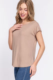 Short Dolman Slv Rib Knit Top