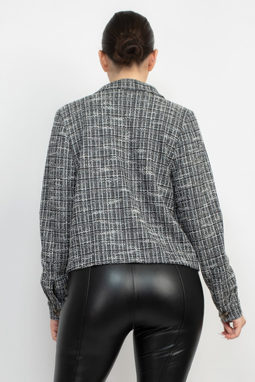 Plaid Button-down Tweed Jacket-Product Type | Naughty Smile Fashion