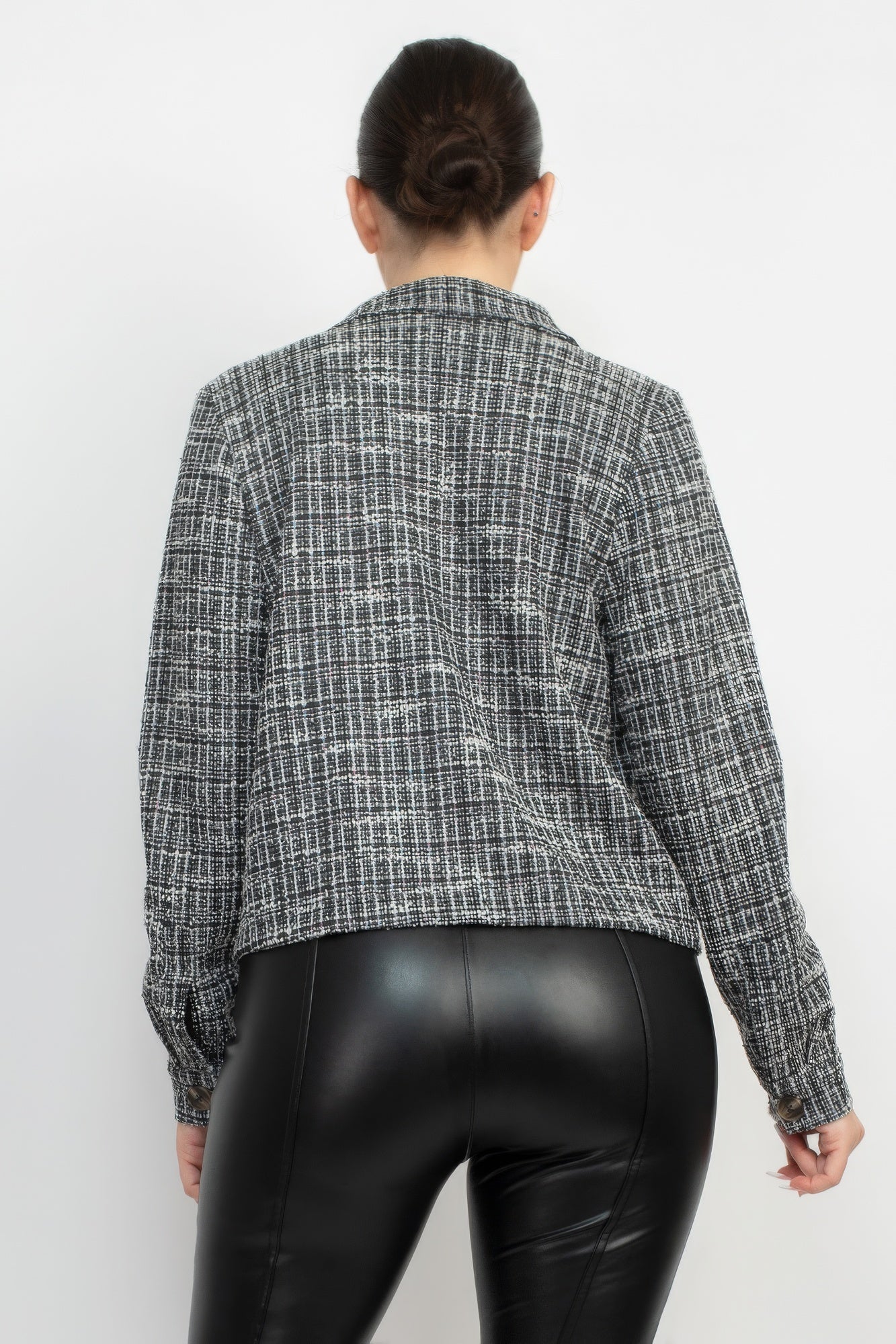 Plaid Button-down Tweed Jacket-Product Type | Naughty Smile Fashion