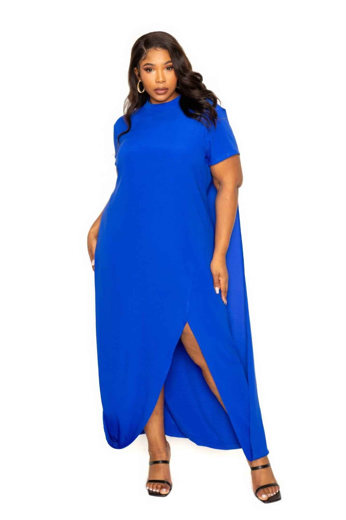 Plus Size Mock neck back cape dress – Stylish & Comfortable – men’s fashion, stylish and versatile