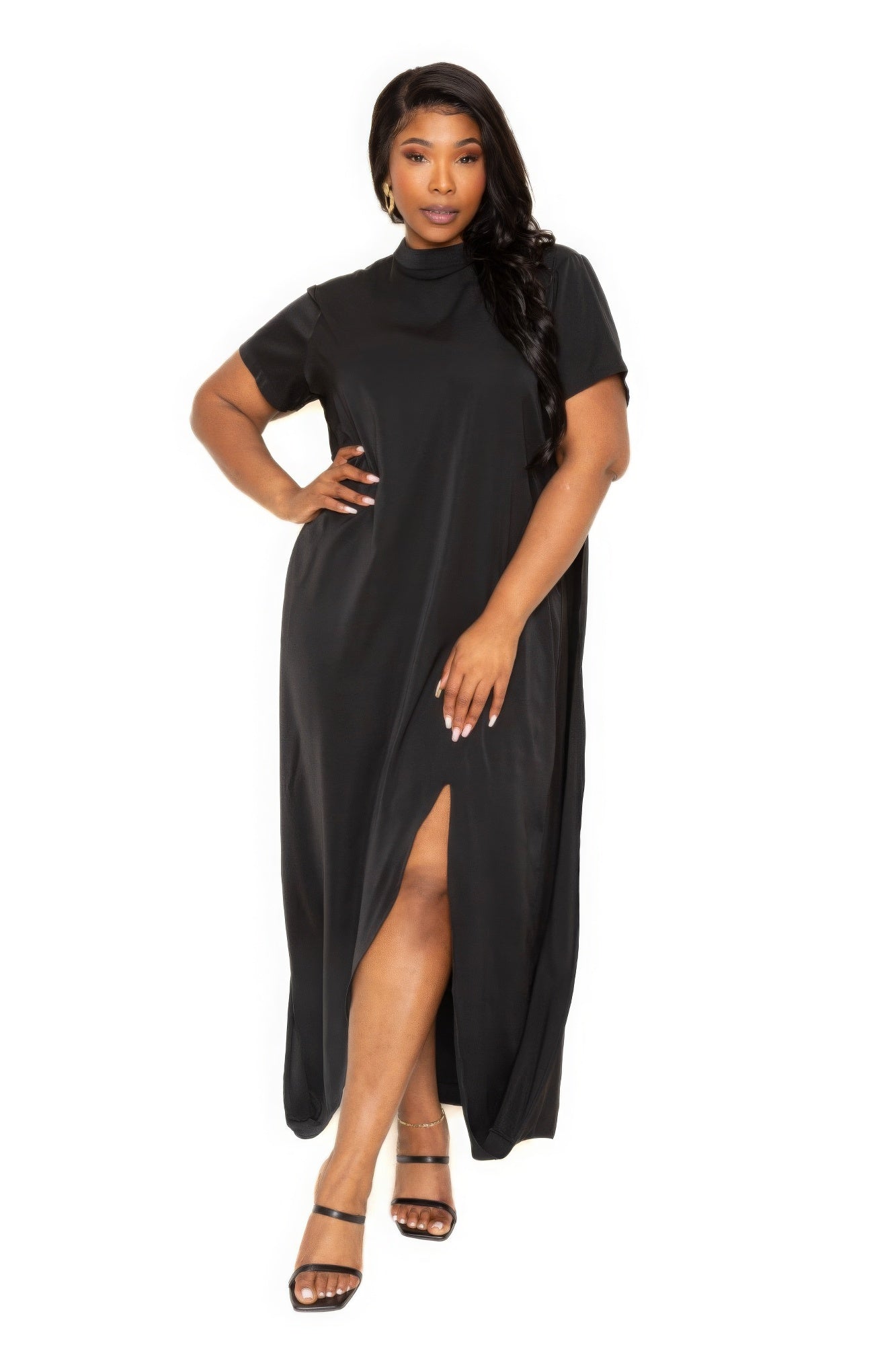 Plus Size Mock neck back cape dress – Stylish & Comfortable – men’s fashion, stylish and versatile