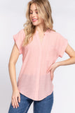 Blusa tejida con botones y manga corta Dolman Slv