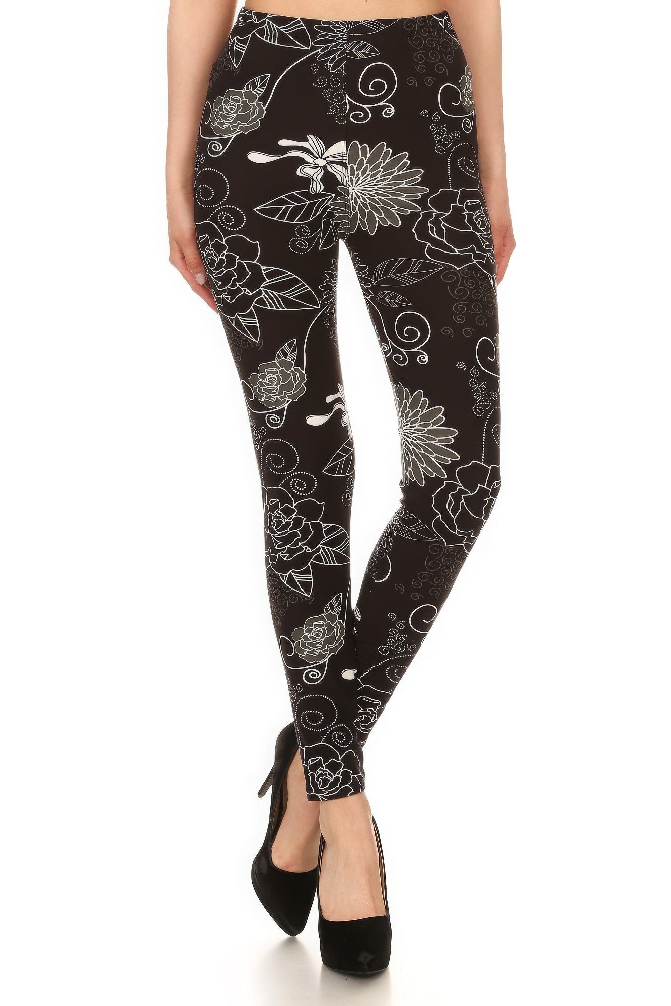 Super Soft Peach Skin Fabric, Multi-color Printed Knit Legging With Elastic High Waist Band – multicolor, fashion, women style