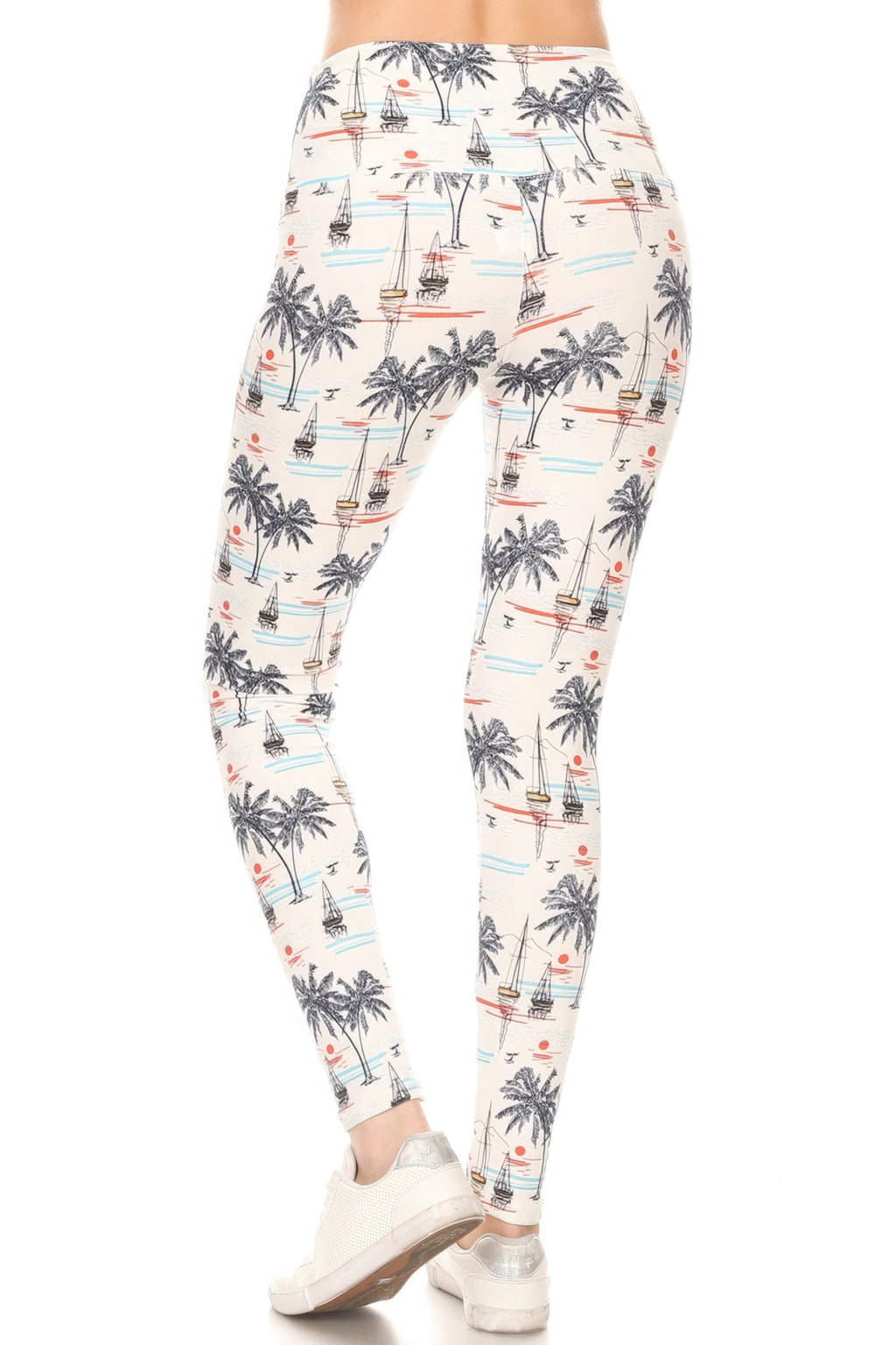 5-inch Long Yoga Style Banded Lined Sailor Printed Knit Legging With High Waist-Product Type | Naughty Smile Fashion