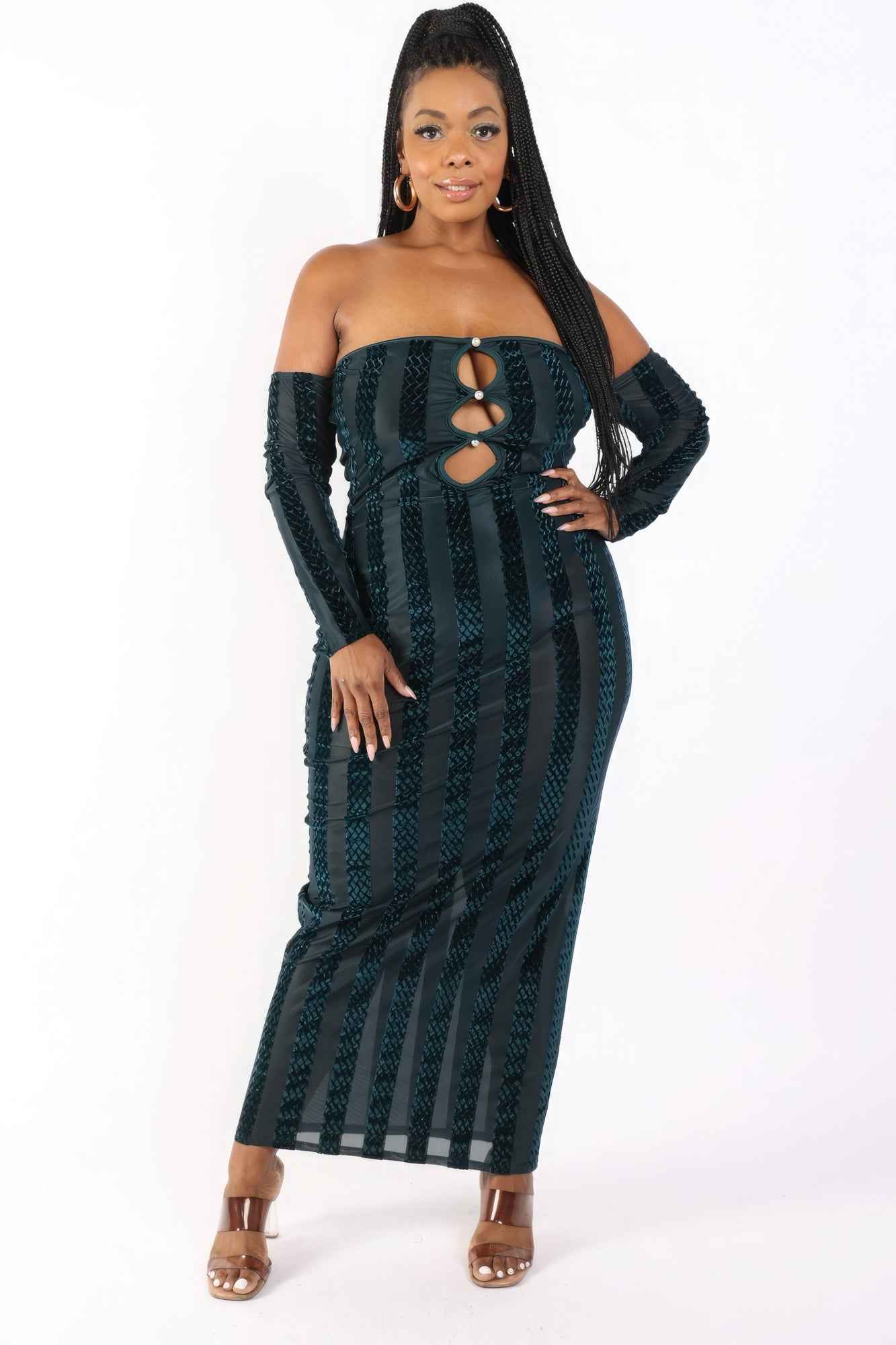 Plus Size Striped Velvet Off Shoulder Dress – Stylish & Comfortable – men’s fashion, stylish and versatile
