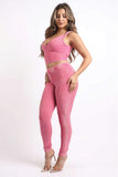 Conjunto de top corto y leggings con lavado mineral