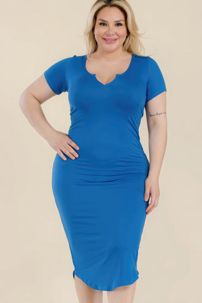 Plus Size Split Neck Bodycon Midi Dress – Stylish & Comfortable – men’s fashion, stylish and versatile