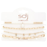 Sodajo Pearl Bead Oval Link Bracelet Set