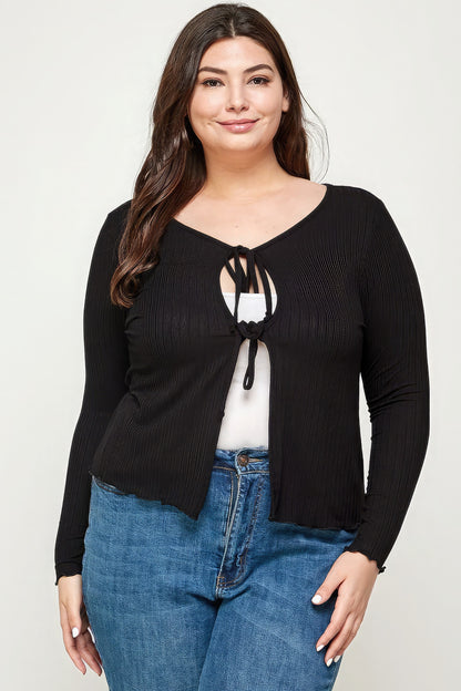 Plus Size Solid Ribbed Pointelle Cardigan – Stylish & Comfortable – men’s fashion, stylish and versatile