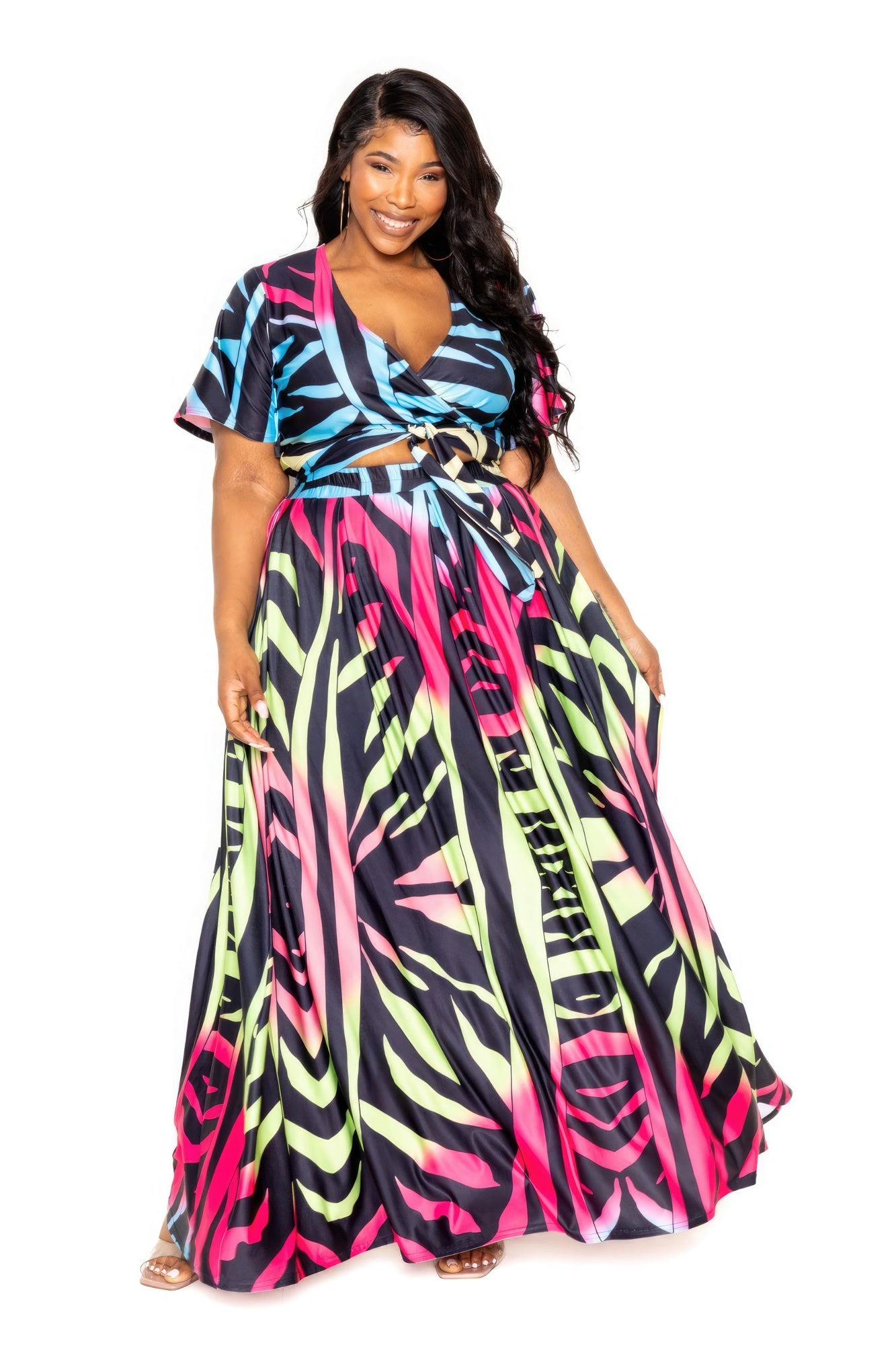 Plus Size Ombre Animal Maxi Skirt & Top Set – Stylish & Comfortable – men’s fashion, stylish and versatile