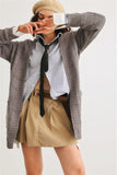 Knit Two Pocket Long Sleeve Open Front Cardigan