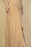 Plus Size Plunge Neck Thigh Split Maxi Dress