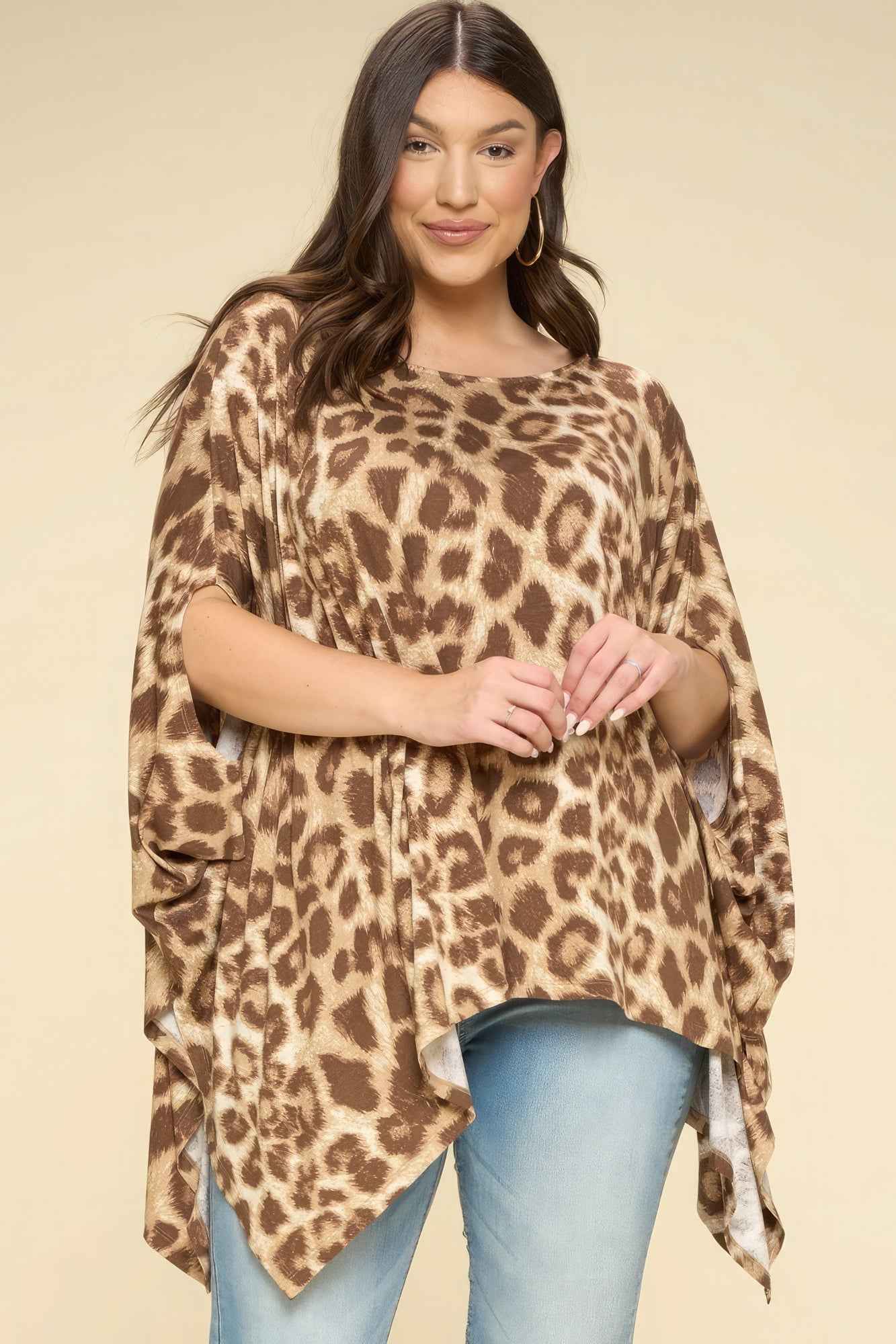 Plus Size Animal Printed Rayon Span Poncho – Stylish & Comfortable – men’s fashion, stylish and versatile
