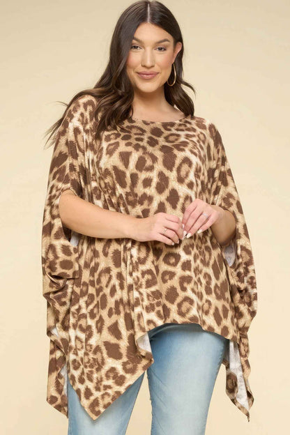 Plus Size Animal Printed Rayon Span Poncho – Stylish & Comfortable – men’s fashion, stylish and versatile