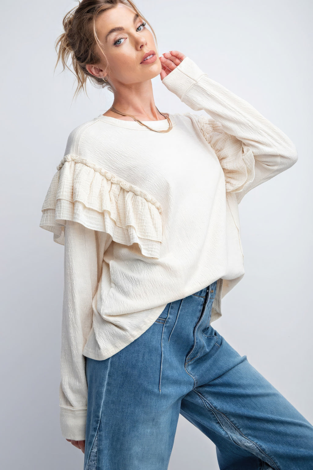 Double Ruffle Sleeves Top-Product Type | Naughty Smile Fashion