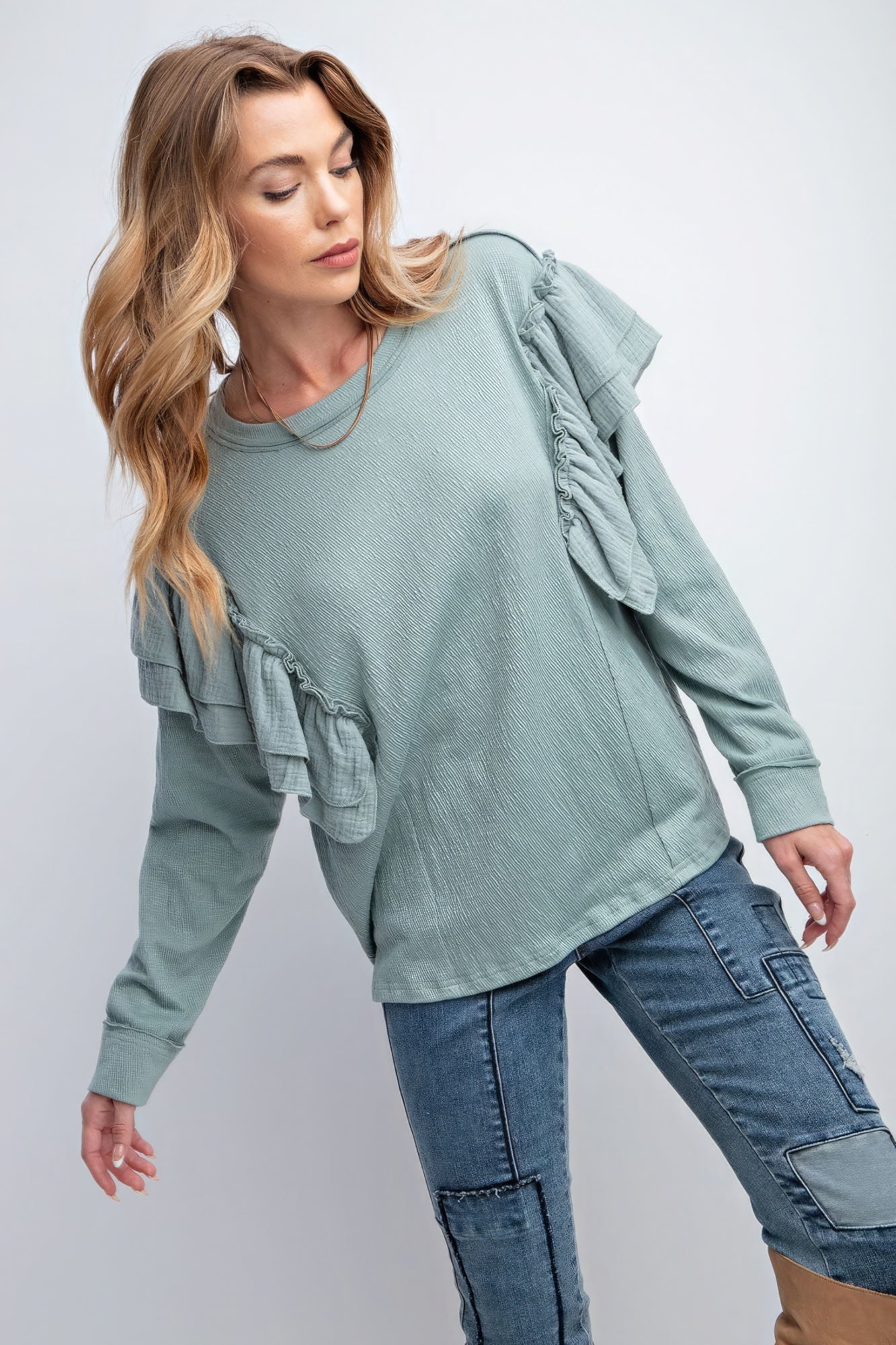 Double Ruffle Sleeves Top-Product Type | Naughty Smile Fashion