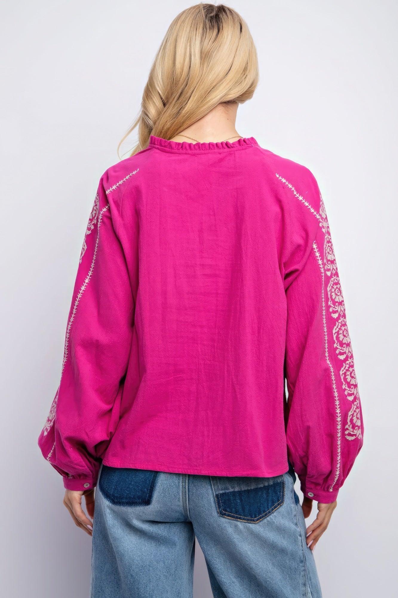 Linen Gauze Embroidered Top-Product Type | Naughty Smile Fashion