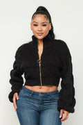 Michelin Sweater Top W/ Front Zipper-Product Type | Naughty Smile Fashion