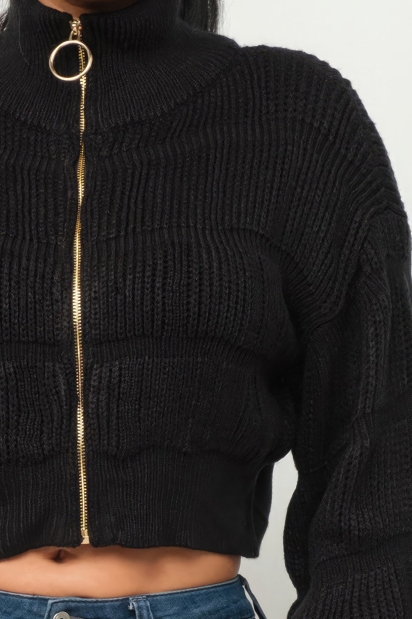 Michelin Sweater Top W/ Front Zipper-Product Type | Naughty Smile Fashion