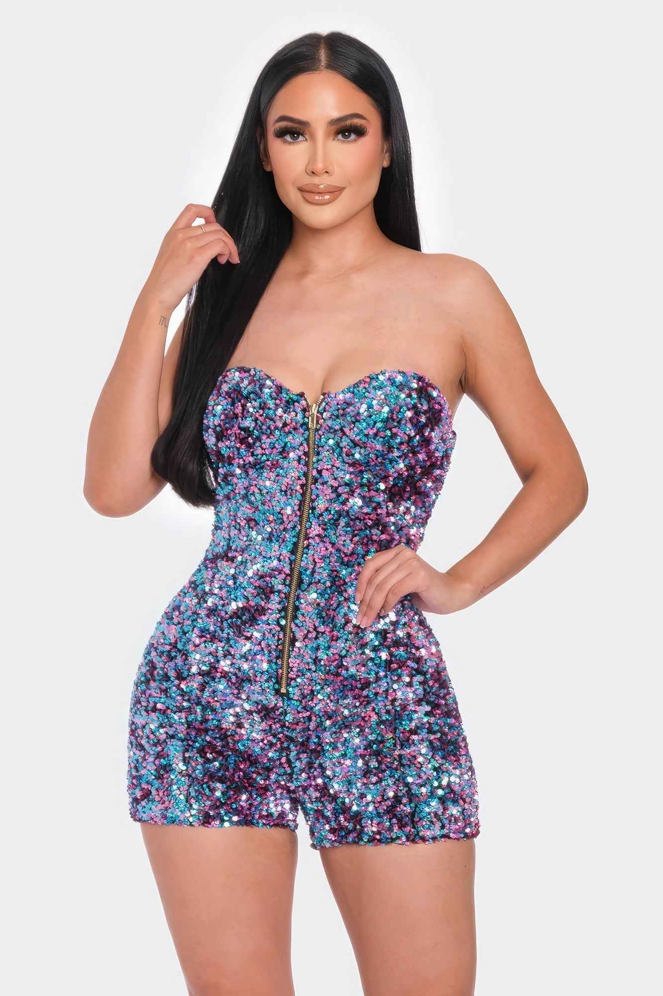 Sale - Multi Sequins Tube Top Romper – On Sale Now