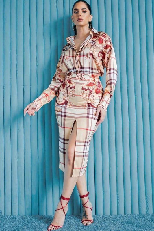 Sale - Satin Blouse With Skirt Set – On Sale Now
