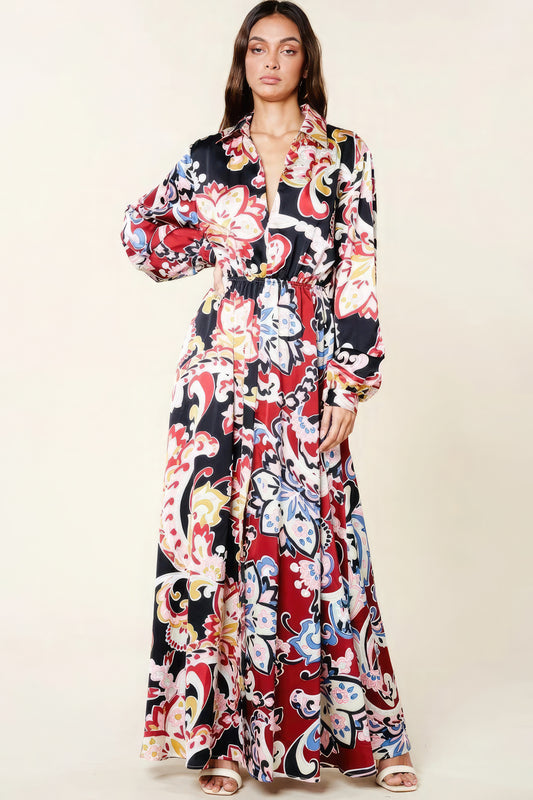 Sale - Color Block Printed V Neck Dress – On Sale Now