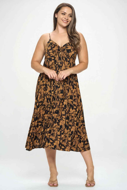 Plus Size Plus Botanical Print Front Tie Maxi Dress – Stylish & Comfortable – men’s fashion, stylish and versatile
